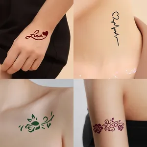 Yeni Hollow Stencil dövme Sticker kanatları çiçek kız dövme malzemeleri vücut sanatı seksi su geçirmez küçük dövme şablonlar