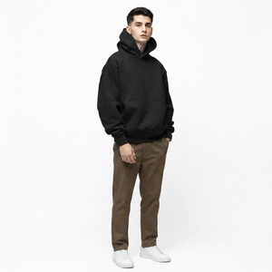Sudadera con capucha de terciopelo para hombre 2026, estilo urbano personalizado, 100% algodón, de alto gramaje, oversize, corte regular, con media cremallera, bordado digital, estilo High Street - Product Image 1