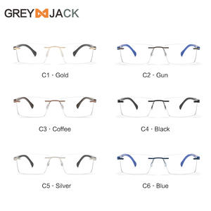 Greyjack กรอบแว่นตาผู้ชายแบบไร้ขอบ, แว่นตาโลหะน้ำหนักเบาสำหรับทำธุรกิจ ME2050ที่มองเห็นใกล้ - Product Image 5