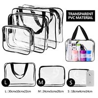3 Buah Kantong Organizer Penyimpanan Perjalanan dengan Pegangan, Tas Makeup Transparan dengan Ritsleting, Kubus Tahan Air untuk Kotak Perlengkapan Mandi, Kemasan Kosmetik