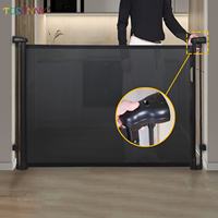 Barrière de sécurité pour bébé, installation sous pression, porte en maille PVC, barrière de couloir, barrière rétractable en tissu, barrière de sécurité pour bébé avec tube de verrouillage