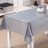 Nappe en PVC semi-transparente RNPT Silver Dot, imperméable, facile à nettoyer, pour cuisine et salle à manger