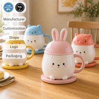 Tasse à café en céramique personnalisée peinte à la main 400 ml, compatible lave-vaisselle avec plateau, vaisselle à marque privée pour fêtes, vente au détail, boissons chaudes/froides