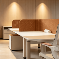 Écran de bureau acoustique en forme de L, gravé CNC, en feutre PET 100% fibre de polyester, dessus arrondi, cloison de bureau OEM