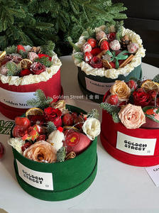 थोक क्रिसमस गुलदस्ता फूल व्यवस्था के लिए सेब उपहार टोकरी के लिए डिब्बाबंद प्लेटर बॉक्स - Product Image 6