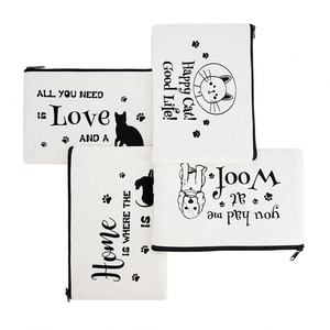 Estuche para bolígrafos con cremallera y logotipo personalizado, bolsas de maquillaje cosméticas de lona de algodón de viaje ecológicas, estilo de dibujos animados a la moda - Product Image 5