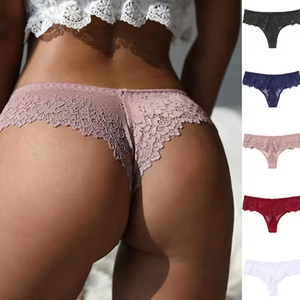Low-waisted Plus Size Women Briefs <b>Seamless</b> Tights Sexy Lace <b>Seamless</b> <b>Thong</b> - Product Image 2