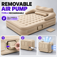 Matelas Gonflable Simple ou Double avec Pompe et Oreiller Intégrés, Lit Gonflable Automatique Pliant pour la Maison, le Mobilier et le Camping en Extérieur
