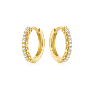 Nuevos Aros de Plata S925 con Circonitas Blancas y Letras Doradas para Uso Diario, para Mujer - Product Image 5