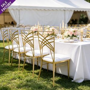 Factory Wholesale Stainless Steel Wedding Banquet <b>Chair</b> Gold Frame Event <b>Dining</b> <b>Chair</b> For Party Hotel Restaurant Rental - Product Image 1