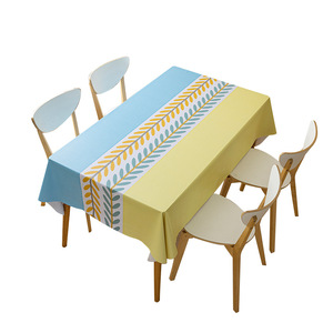 Nappe rectangulaire en PVC imprimé, imperméable et résistante à l'huile, pour usage domestique, couverture de table basse, à rayures, plantes et fleurs - Product Image 1