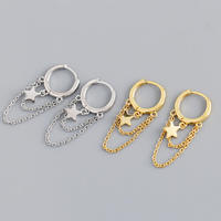 Nouvelle conception, boucles d'oreilles en argent sterling 925, chaîne à double cercle, chaîne à pampilles, zircon, plaqué or 18 carats