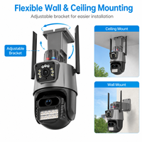 Kamera Keamanan Dome ICSEE Auto Tracking 8MP Lensa Ganda Audio Dua Arah Tenaga Surya Outdoor NVR Wireless Video Surveillance Harga Pabrik