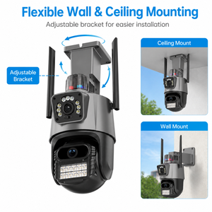 Caméra de sécurité dôme ICSEE à suivi automatique, prix usine, 6MP, triple objectif, double écran, zoom 8X, surveillance vidéo extérieure sans fil ICsee NVR - Product Image 3