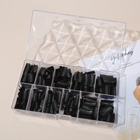 Miao Baolai Faux ongles style cercueil français, amovibles, 500 pièces, grand format, en laque, à appliquer sur les doigts, en matériau ABS