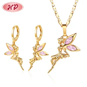 fashion jewelry by the dozen fairy pendant necklace with matching earring set for teen girls birthday gift sensitive skin