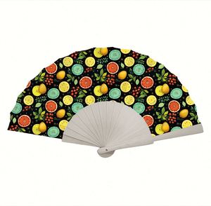 Abanico de Mano con Diseño Artístico de Flores, Abanico Plegable de Tela, Madera y Papel, Personalizado, Portátil, para Bodas, Año Nuevo, Promociones - Product Image 6