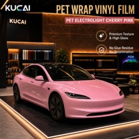 PET Electrolight Cherry Pink Car Wrap Perekat Rendah Daya Rekat Tinggi, Vinyl Pengubah Warna Kristal, Stiker Pembungkus Mobil