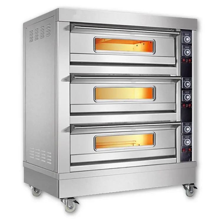 Porschlin BX-WFC-306D 3 deck 6 bandejas forno elétrico para pão de padaria ou bolo com display digital de temperatura