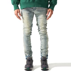 حافة الجينز الرجال الجينز السراويل OEM/ODM نحيل ثقوب ممزق متوسط أزرق شعار مخصص فارغ عادي الجينز مصنع الصين - Product Image 2