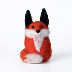 Fait à la main Orange blanc laine renard Sculpture aiguille feutrée assis Animal jouet décoratif noël intérieur pâques nouvel an chinois - Product Image 1
