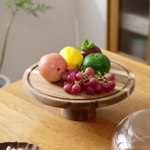 Bandeja Redonda de Madera Maciza Dali para Exhibición de Pasteles, Soporte para Frutas y Postres, para Decoración de Mesa, Solo Lavar a Mano - Product Image 1