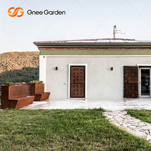 Banc d'extérieur moderne en acier Corten avec jardinière, revêtement poudré pour une utilisation durable et empilable - Product Image 6