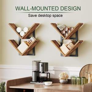 Étagère murale en bois double couche en forme d'arbre, petite étagère en bois naturel, organisateur de rangement suspendu, maison moderne - Product Image 3