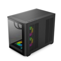 Boîtier de PC de jeu panoramique en verre incurvé AntarcChill Micro ATX, prend en charge le refroidissement liquide de 360 mm, 9 ventilateurs, châssis d'ordinateur de bureau