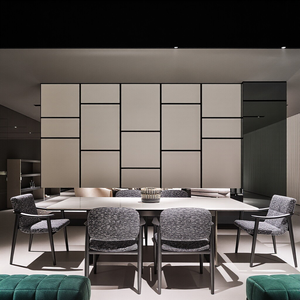 Table à manger en marbre de design italien de luxe, table en pierre minimaliste moderne pour salle à manger de villa - Product Image 1