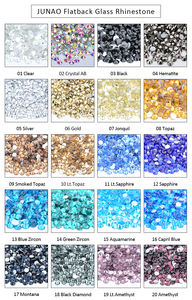 JUNAO 비 핫픽스 모조 다이아몬드 컬러 차트 손톱 유리 모조 다이아몬드 90 색 장식 크리스탈 대량 플랫 백 - Product Image 5