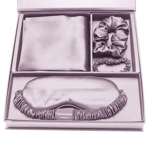 Luxuriöses Natur Bio 100% Reine Maulbeerseide Kissenbezug Geschenkset mit Stickereimuster Seidenkissenhülle und Schlafmasken Geschenkbox - Product Image 2