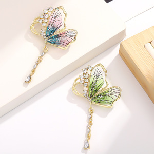AA0160494 broches de personalidade esmeralda com franjas de borboleta transparente por atacado - Product Image 2