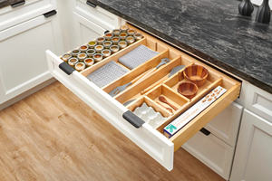 Organisateur de tiroir de cuisine en bois pour ustensiles et couverts, plateau de rangement multifonction écologique pour armoire de cuisine - Product Image 3