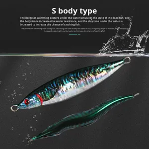 เหยื่อตก<span class=keywords><strong>ปลา</strong></span>ทะเลรูปงูตัว S พิมพ์ลาย3D ยูวีเรืองแสงตะกั่ว<span class=keywords><strong>ปลา</strong></span>ที่กำลังจะตายสำหรับตกปลาบนเรือทำจากโลหะช้าๆ - Product Image 4