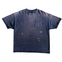 T-shirt vintage délavé effet soleil décoloré avec poche pour homme, coupe oversize, effet vieilli, éclaboussures de peinture, streetwear, en coton, personnalisable OEM