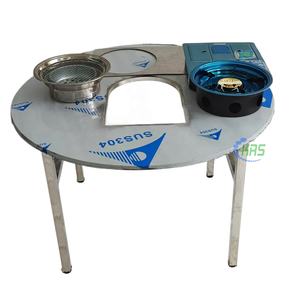 Mesa Redonda Plegable Comercial con Estufa de Gas Integrada, Mesa Redonda de Acero Inoxidable para Barbacoa y Hot Pot para Restaurante - Product Image 4