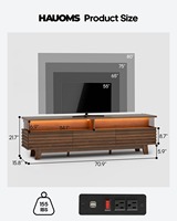 Meuble TV moderne 3-en-1 en panneaux de bois cannelés, nouvelle arrivée, avec gestion des câbles intégrée et éclairage intégré