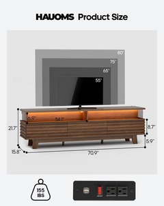 ตู้วางทีวีไม้ลายร่องแบบโมเดิร์น 3 in 1 รุ่นใหม่ พร้อมระบบจัดเก็บสายไฟ - Product Image 6