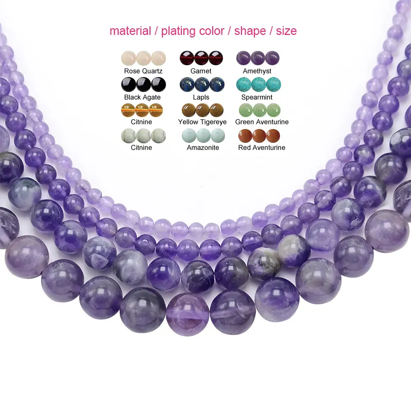 Vendita calda 4/6/8/10mm di alta qualità naturale ametista rotonda gioielli perline di pietra naturale per la fabbricazione di gioielli fai da te