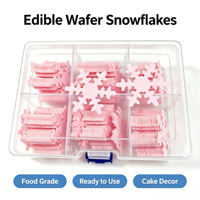 Ensemble de papier gaufré comestible motif flocons de neige, boîte de rangement transparente, vente en gros, directement de l'usine, fourniture OEM, décorations pour gâteaux de mariage en stock