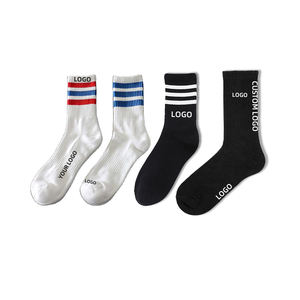 مصمم الشباب الشارع الجوارب الرياضية للرجال سميكة تيري وسادة أسفل الملونة شريطي عالية أنبوب الطاقم الجوارب الرياضية - Product Image 1