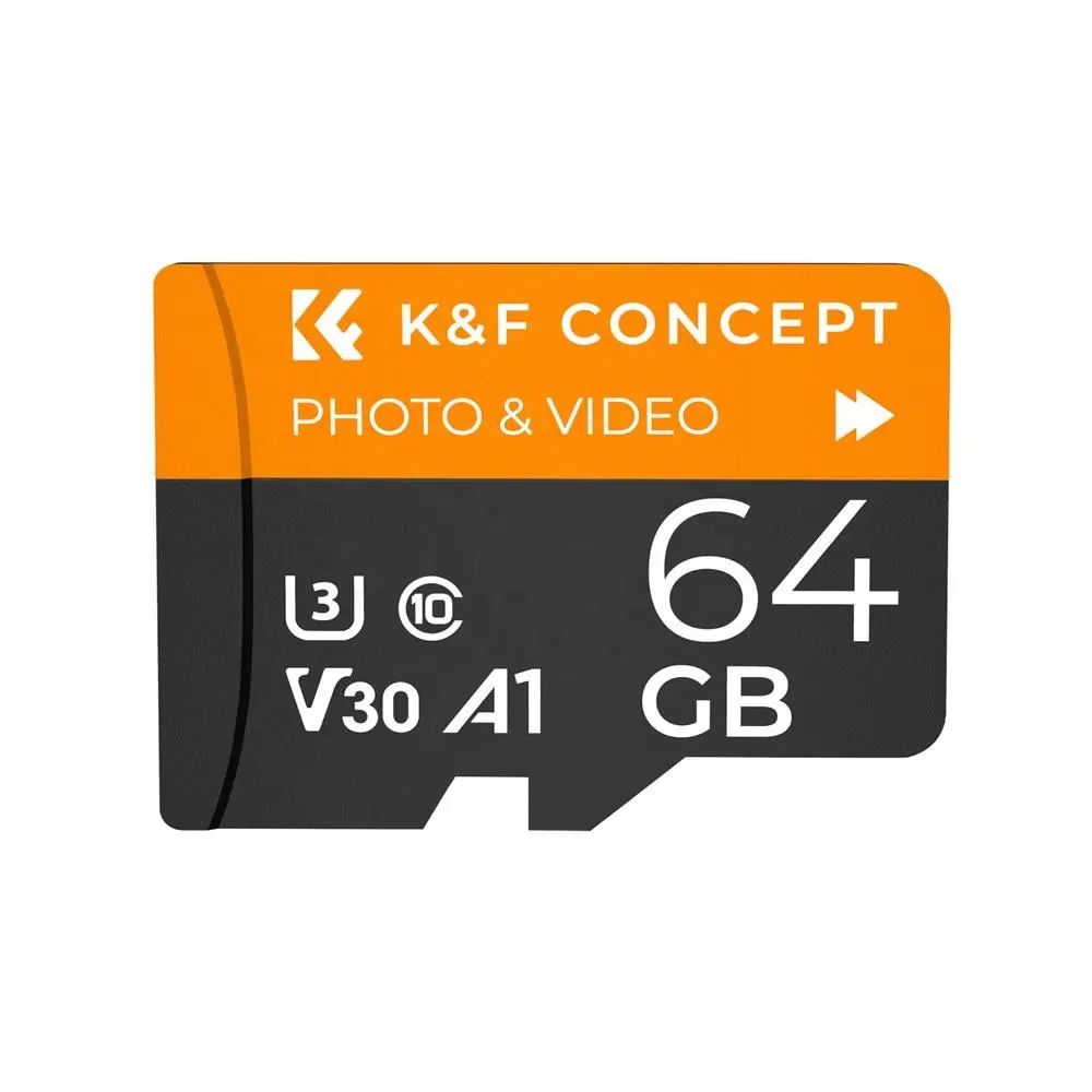 K & F Concept-tarjeta SD 64G U3/V30/A1 con adaptador, tarjeta de memoria adecuada para cámara de vigilancia del hogar, grabadora de conducción
