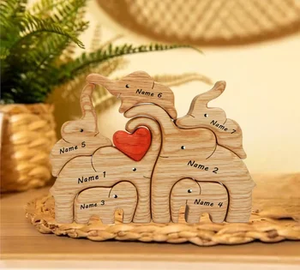 Coeur mariage cadeau de noël éléphant <span class=keywords><strong>famille</strong></span> ornements bois éléphant décor à la maison - Product Image 6