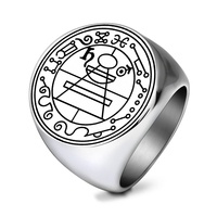 R037 Sceau secret de Salomon protection Occultisme ésotérique Amulette Talisman Anneaux en acier inoxydable gravés au laser