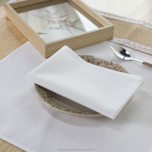 Premium Hemmed Edge 18x18 Inch White Polyester/Cotton Crocheted Cloth Napkin Custom Color Wash Label for Wedding Events Planning - Product Image 1