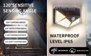 Lampe solaire de jardin 100 LED avec capteur de mouvement intelligent, résistante aux intempéries, étanche IP65, éclairage extérieur à large angle - Product Image 3