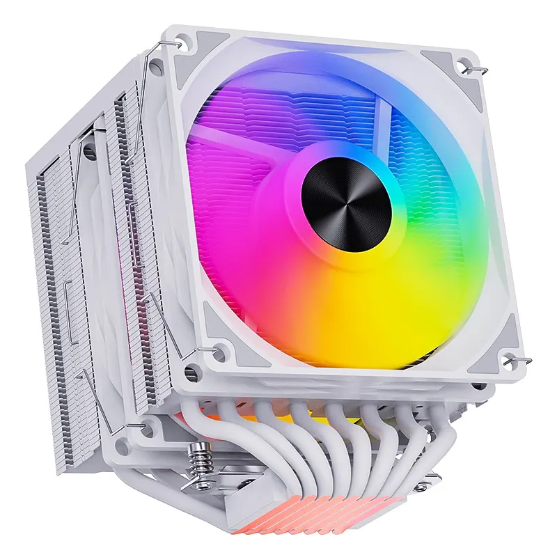 Snowman - Ventilador de ar para CPU, ventilador colorido com tubo de calor de 120 mm, processador personalizado com luz LED, ventilador de refrigeração para CPU AM4 AM5 LGA1700