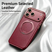 Étui de téléphone en cuir de silicone premium pour iPhone 18 Pro Max avec support métallique rotatif à 360° et cadre d'objectif en alliage à fixation magnétique