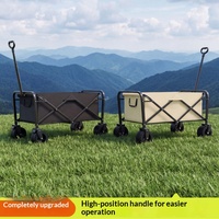 Chariot de camping pliable, chariot de pique-nique à pousser pour l'extérieur, remorque de camping portable, petit chariot à tirer avec poignée, roues pivotantes tout acier pour le camping
